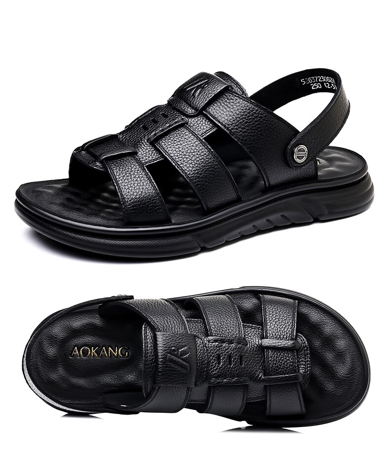 Aokang Summer Men's Casual Beach Sandals Black Size 38 23