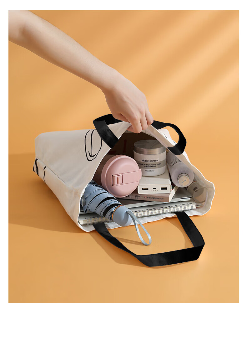 Right Away Canvas Tote Bag Zippered Large Capacity Eco-friendly Shopping Bag Simple Korean Style for Women Students 11