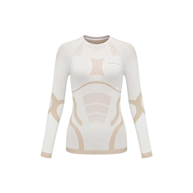 SURPINE Yuxue Series Merino Wool Quick-Dry Ski Base Layer Women's Functional Underwear, Snow Birch White Top M