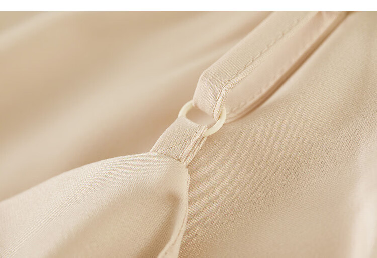 Sentubila Summer Elegant V-Neck Office Camisole Dress, High-End Glossy Sexy Pure Desire Style Mini Dress, Champagne Color, Size L 28