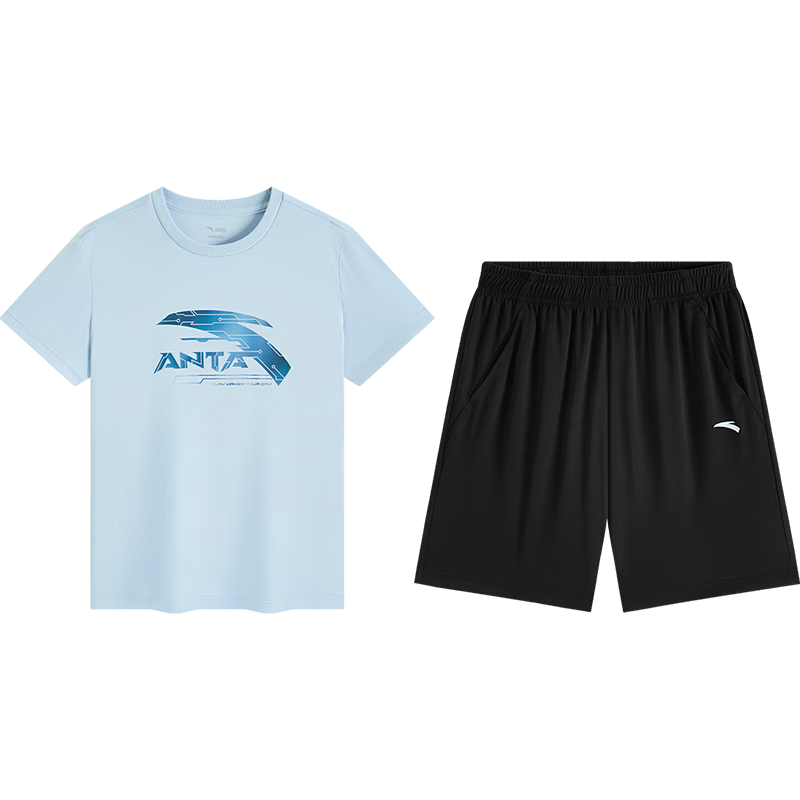 Anta Kids Boys 2026 Summer Breathable Skin-Friendly Short Sleeve and Shorts Sports Set A72625711