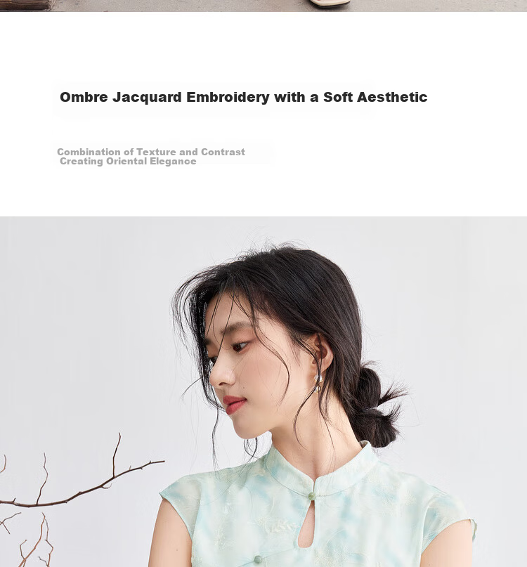 Sentubila Modified Qipao Chinese Style Dress Women Summer Waterdrop Hollow Stand Collar Embroidered New Chinese Waist Slimming Mid-Length Dress 5