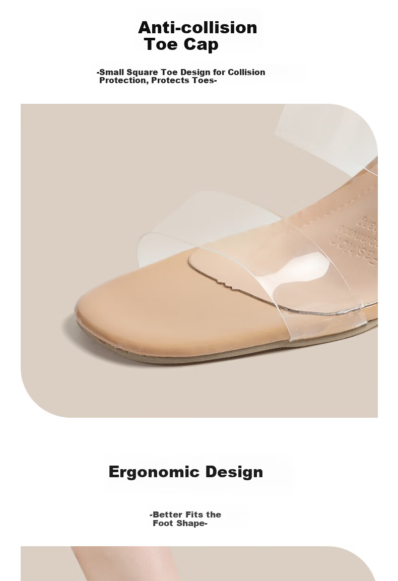 FOOTOPPO Women's High Heel Summer Transparent Strap Sandals Fairy Style Beach Outdoor Slippers 5