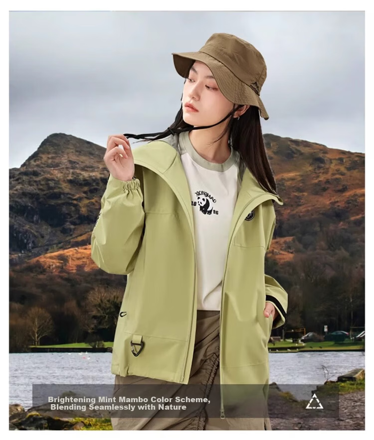 CAMEL Panda Outdoor Single-Layer Waterproof Hard Shell Colorblock Jacket for Men and Women A34BA46169 Phantom Black 3XL 10