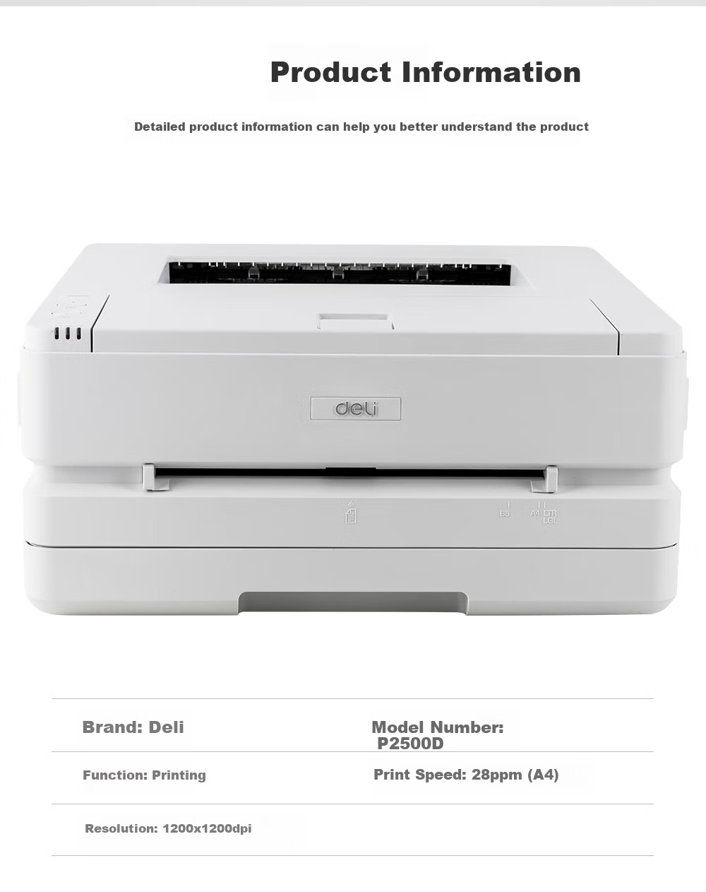 Deli M2500DW A4 Monochrome Laser Copier Scanner Printer 3-in-1 28ppm Automatic Duplex USB Wireless Home Use 4