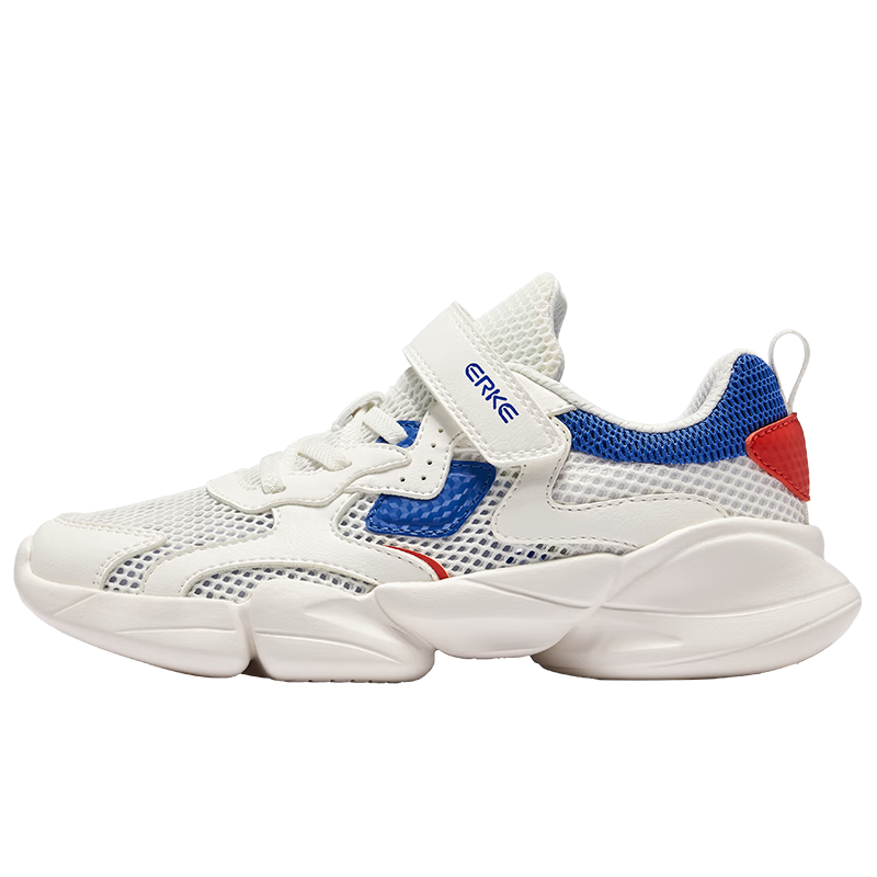 ERKE Children's Unisex Casual Shoes for Older Kids, Large Mesh Breathable Sneakers, Micro-Crystal White/space Blue, Size 40