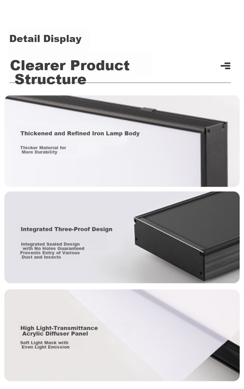 Biuyum LED Linear Light Conference Room Office Pendant Light Commercial Building Square Tube Light Black Right Angle White Light 40W 1200*95*40mm [1 Piece] 3