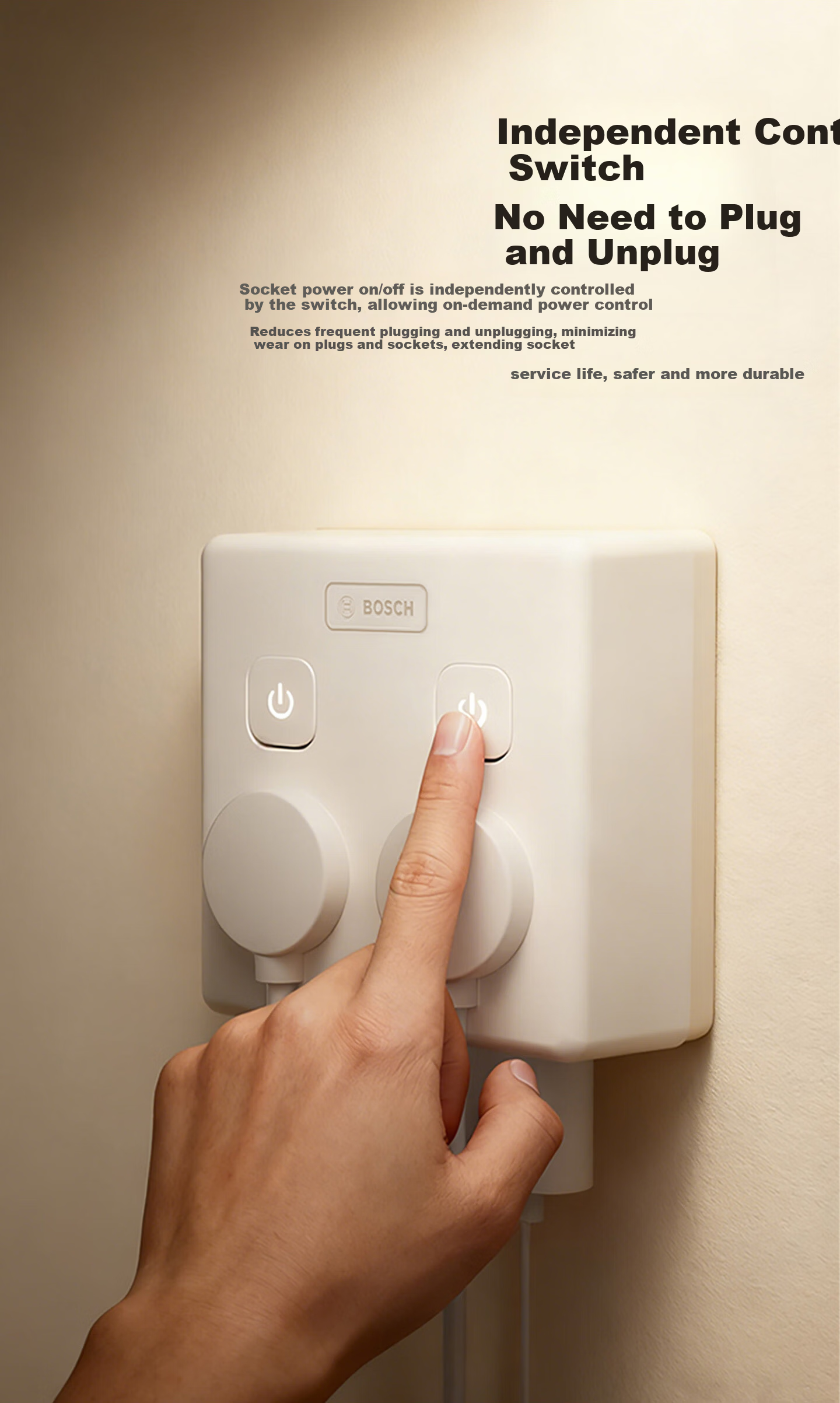 BOSCH Socket Converter Plug Wireless Power Strip USB Multi-Functional Socket/One-to-Multiple Protection Door/Extension Converter [One-to-Six Master Control Switch] PS86-0001 6