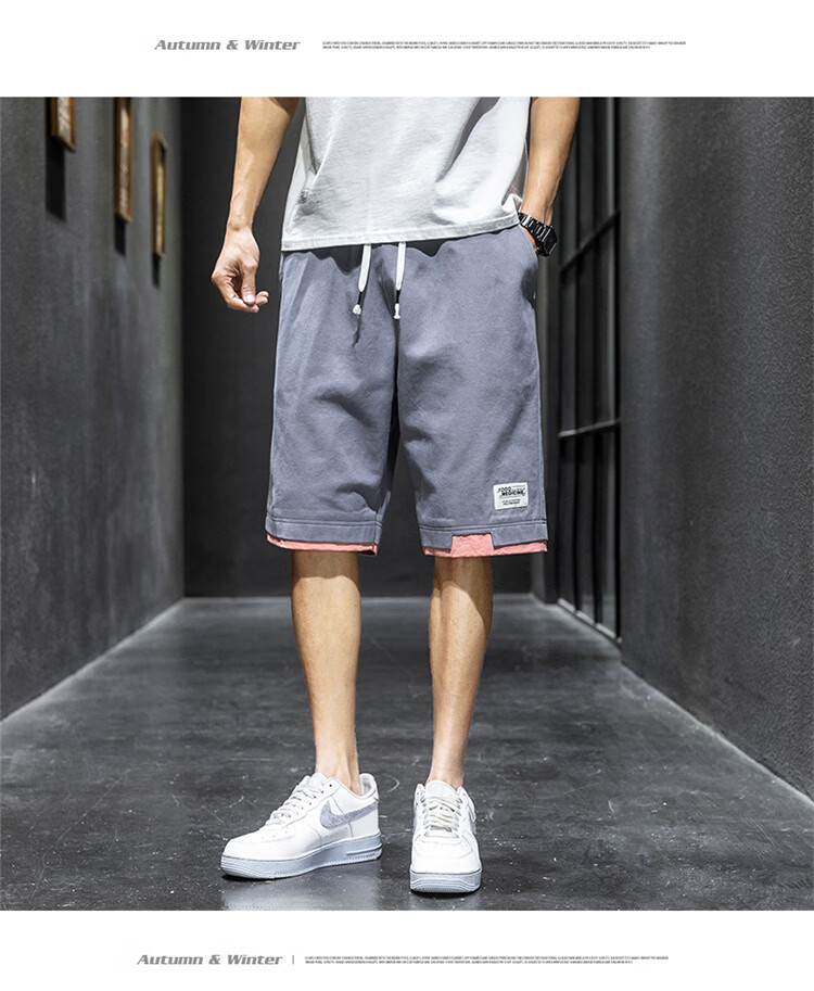 RED DRAGONFLY Men's Fashion Trendy Cotton Letter Embroidered Comfortable Breathable Wrinkle-Free Colorblock Casual Shorts 26