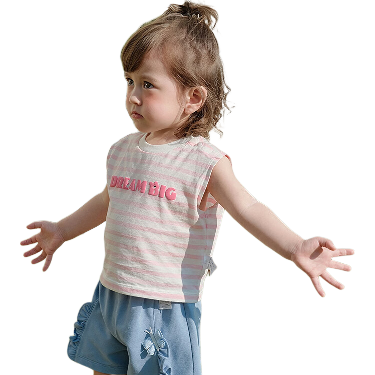 Balabala Baby Sleeveless T-Shirt Vest Girls Boys Infant Clothing 2026 New Summer Cotton Soft Top
