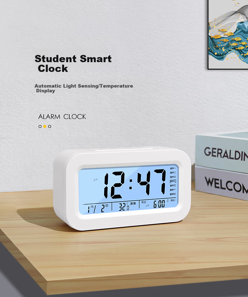 Bangu Mountain Electronic Alarm Clock Large Screen Big Digits Smart Battery Night Light Creative Kids Student Use 1