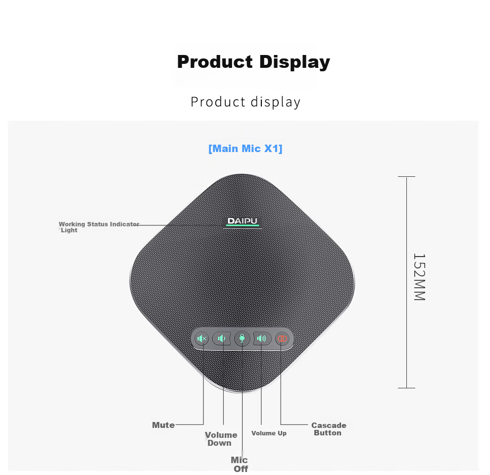 DAIPU 4K Ultra HD 12x Video Conference Kit DP-G100 Conference Solution Camera Wireless Wired Bluetooth Pickup Omnidirectional Conference Microphone 13