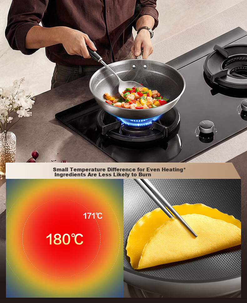 SUPOR JD Exclusive Pure Titanium Non-Coated Lightweight Non-Stick Frying Pan 100% Pure Titanium Plate 32cm Compatible with All Stoves 24