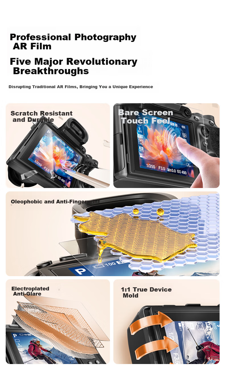 BIAZE True AR Anti-Reflective Coating Screen Protector Film for Sony Cameras a6700 a7M4 a7C2 - Upgraded Anti-Glare Camera Screen Protection Accessory for Mirrorless Cameras 3