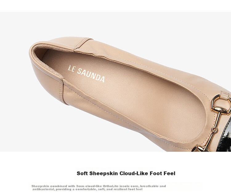 Le Saunda 2026 Spring New Fashion Commuter Chunky Heel Genuine Leather Women's Pumps 6T37001 Milk Tea Almond BEK 39 5