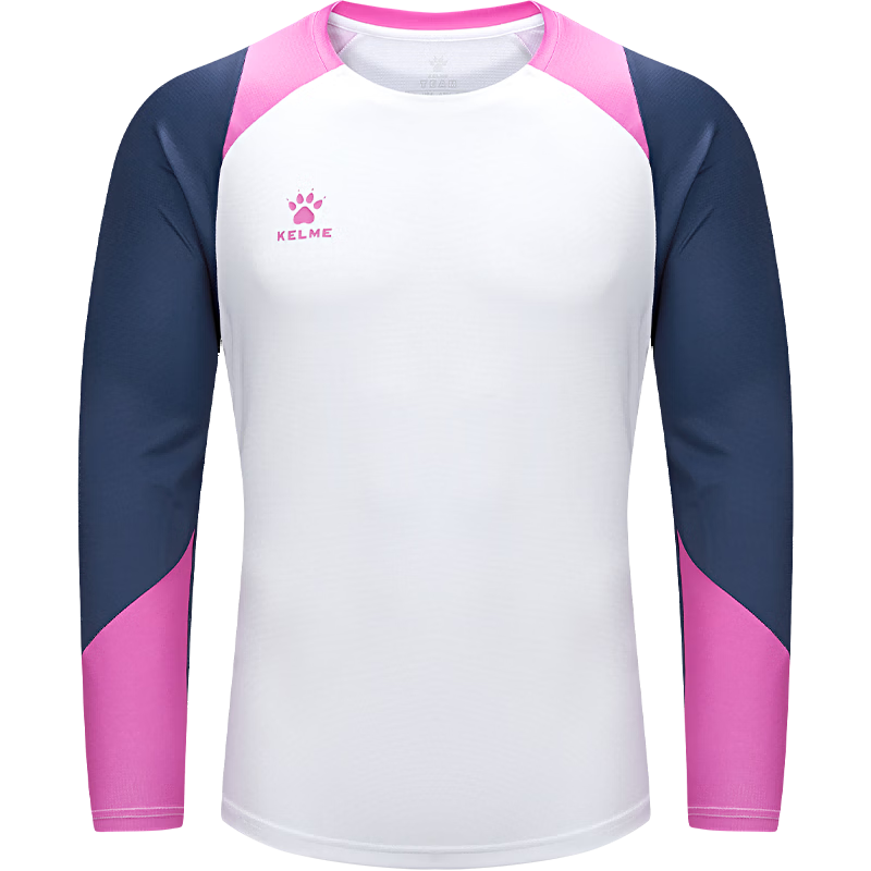 KELME Long-Sleeve Athletic T-Shirt for Men, Fitness Soccer Training Top, Running Long T-Shirt, Round Neck Top, White, XL