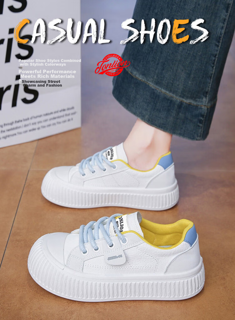 TonLion Women's Shoes Spring Summer Sneakers Thick Sole Platform Casual Sports Shoes Off-White Size 37 1
