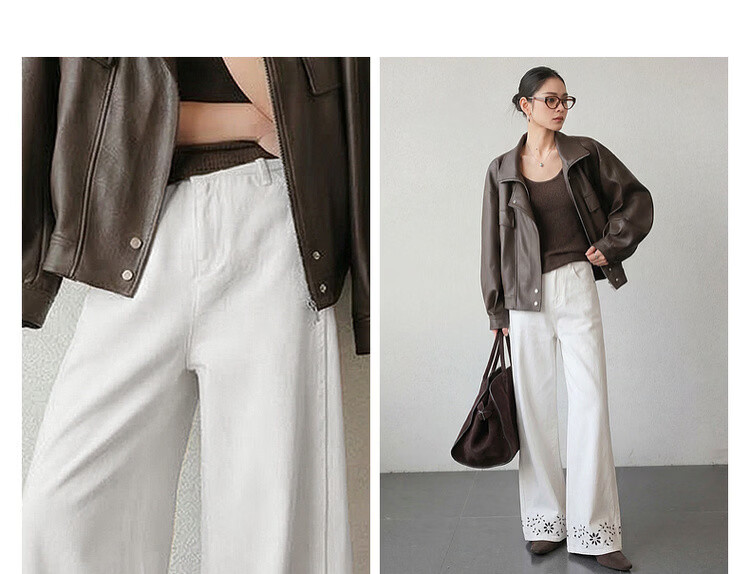 Demana [Cloud Feel Lyocell Cotton] Summer Commuter Style Hollow Embroidered Straight Loose High-Waist Slimming Women's Jeans 9