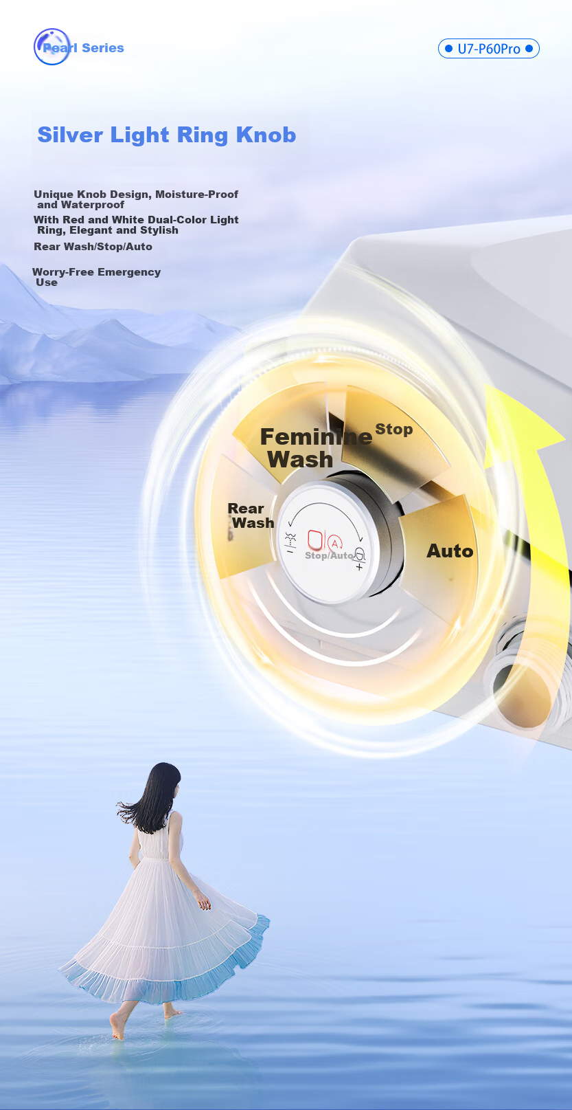 Haier Intelligent Toilet Seat, All-In Premium Series, Powerful Drying, Dual UV Sterilization, Automatic Deodorizing, Remote Control, V6-R80 6
