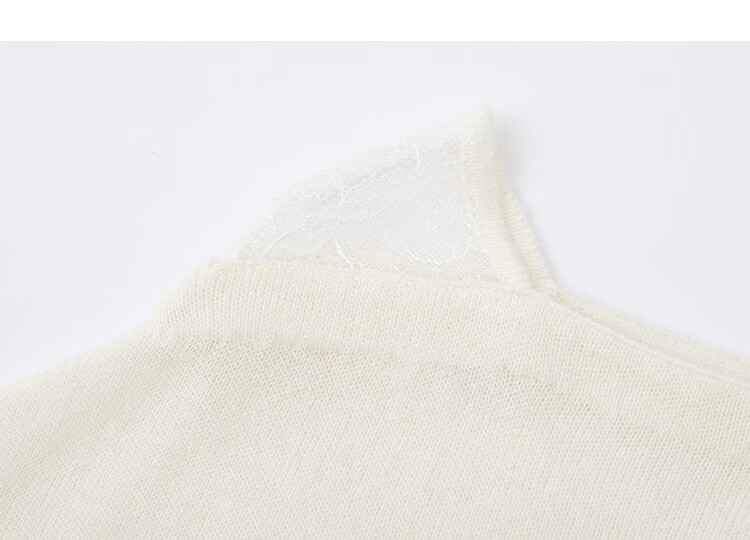 Demana Bare-Feel Lyocell Autumn Goat Cashmere Wool Spliced Lace Off-Shoulder Asymmetric Neck Knit Sweater for Women 13