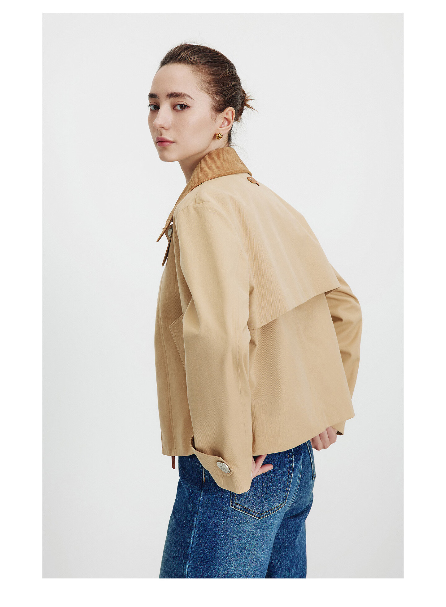 NaviKeel Italy Small Sailboat Women's Short Workwear Trench Coat Full Cotton Barn Style Jacket 2331505501 Blue L 26