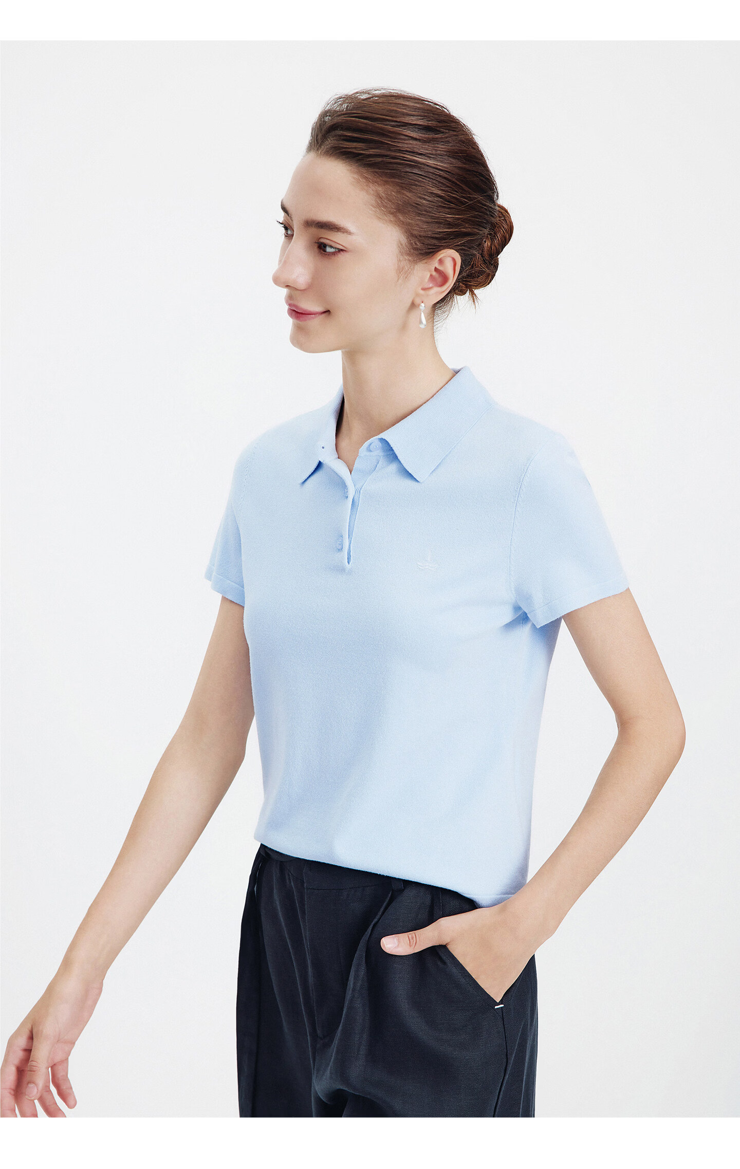 Navigare Slim Fit Small Sailboat Short Sleeve Polo Shirt 26 New Summer Solid Color High Elastic Knit 2325526520 XL 49
