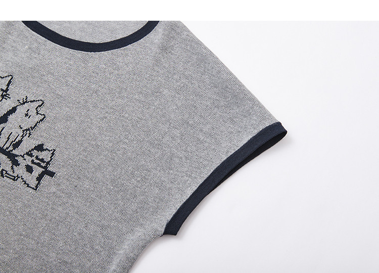 Demana [With Linen] Summer Lightweight Round Neck Colorblock Cat Jacquard Slimming Conceal Body Knit Sweater for Women Premium Feel 14