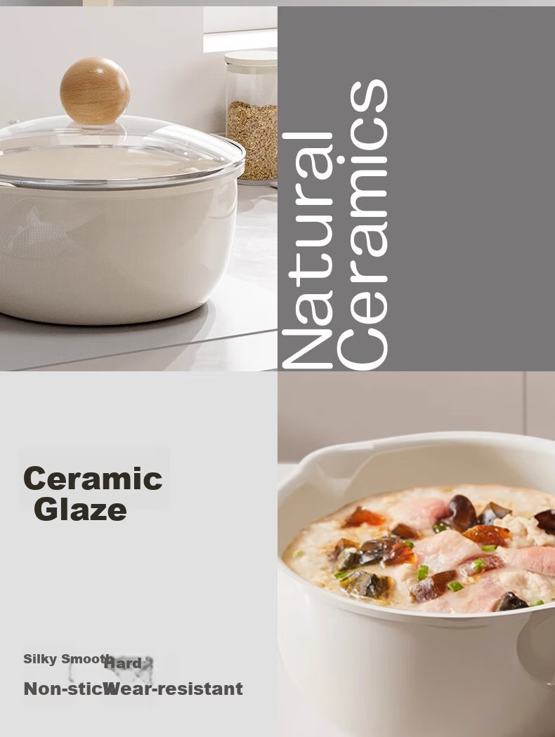 Deming Ceramic Small Milk Pot Baby Food Supplement Pot Infant Frying and Cooking Household Integrated Pot Instant Noodle Soup Pot Non-stick with Lid 16CM 4