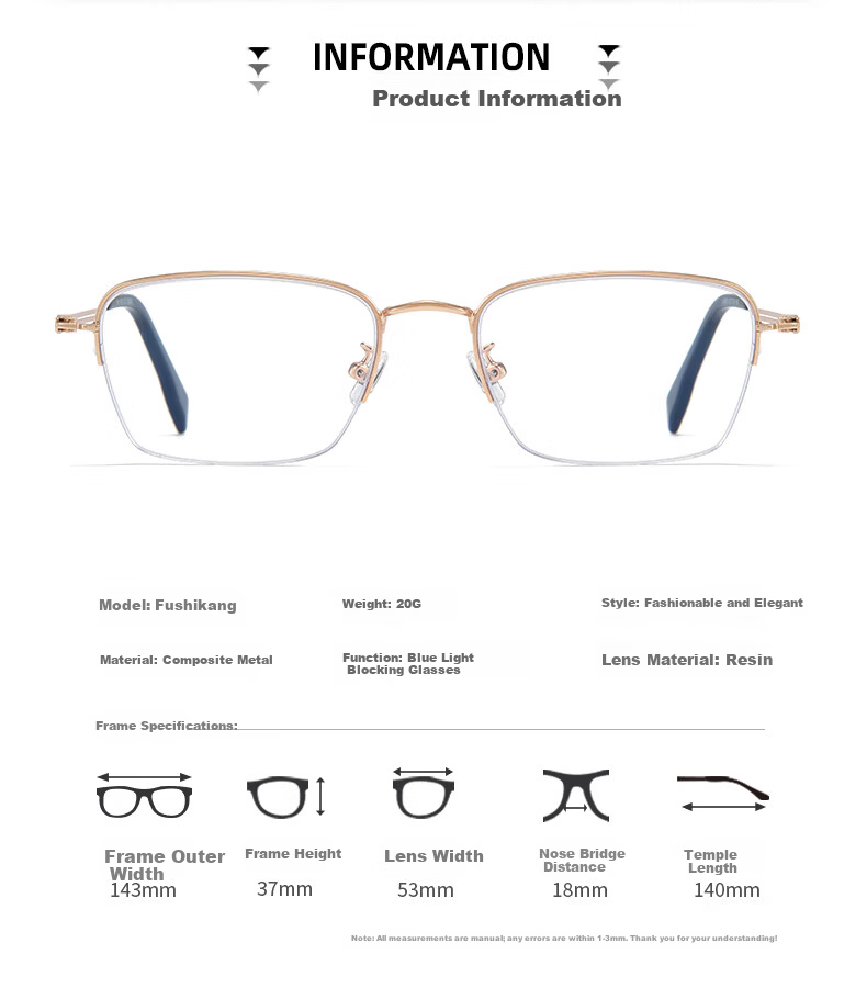 Fushikang Reading Glasses for Men, High-Definition Anti-Blue Light Business Fashion Imported High-Quality Presbyopic Glasses LG007 +200 21