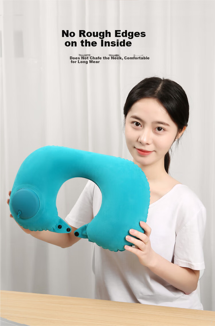 Kelorock Inflatable U-Shaped Travel Pillow Press-to-Inflate Portable Neck Pillow for Airplane High-Speed Train Sleep Support 8