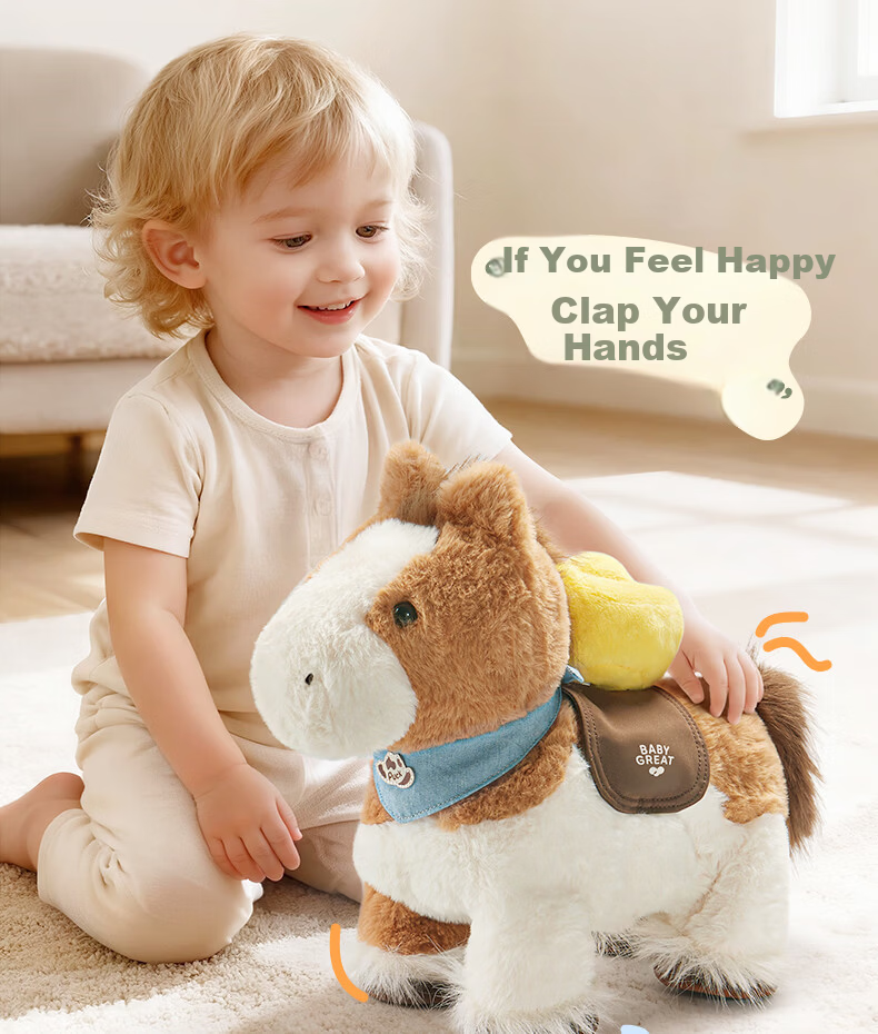 BABYGREAT Little Pony Park Plush Baby Electric Toy Horse Year Mascot Newborn Gift Baby First Birthday Present 16