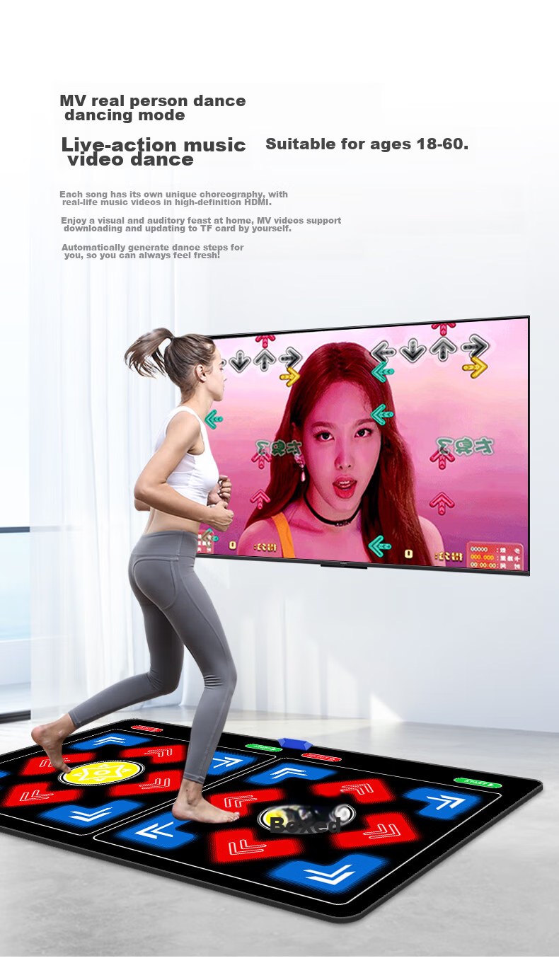 [Children's Birthday Gift] HongTai Double Wireless Dance Mat for Home Use with TV Motion Sensor Camera, Running Mat 13
