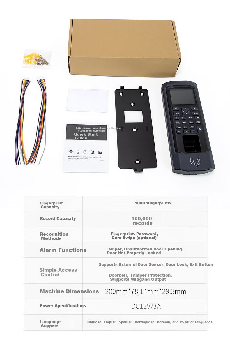 Dongwei Fingerprint Attendance and Access Control All-in-One Machine Office Glass Door Fingerprint+Password+ID Card Access Control Fire Door Wooden Door Access Control Lock 13