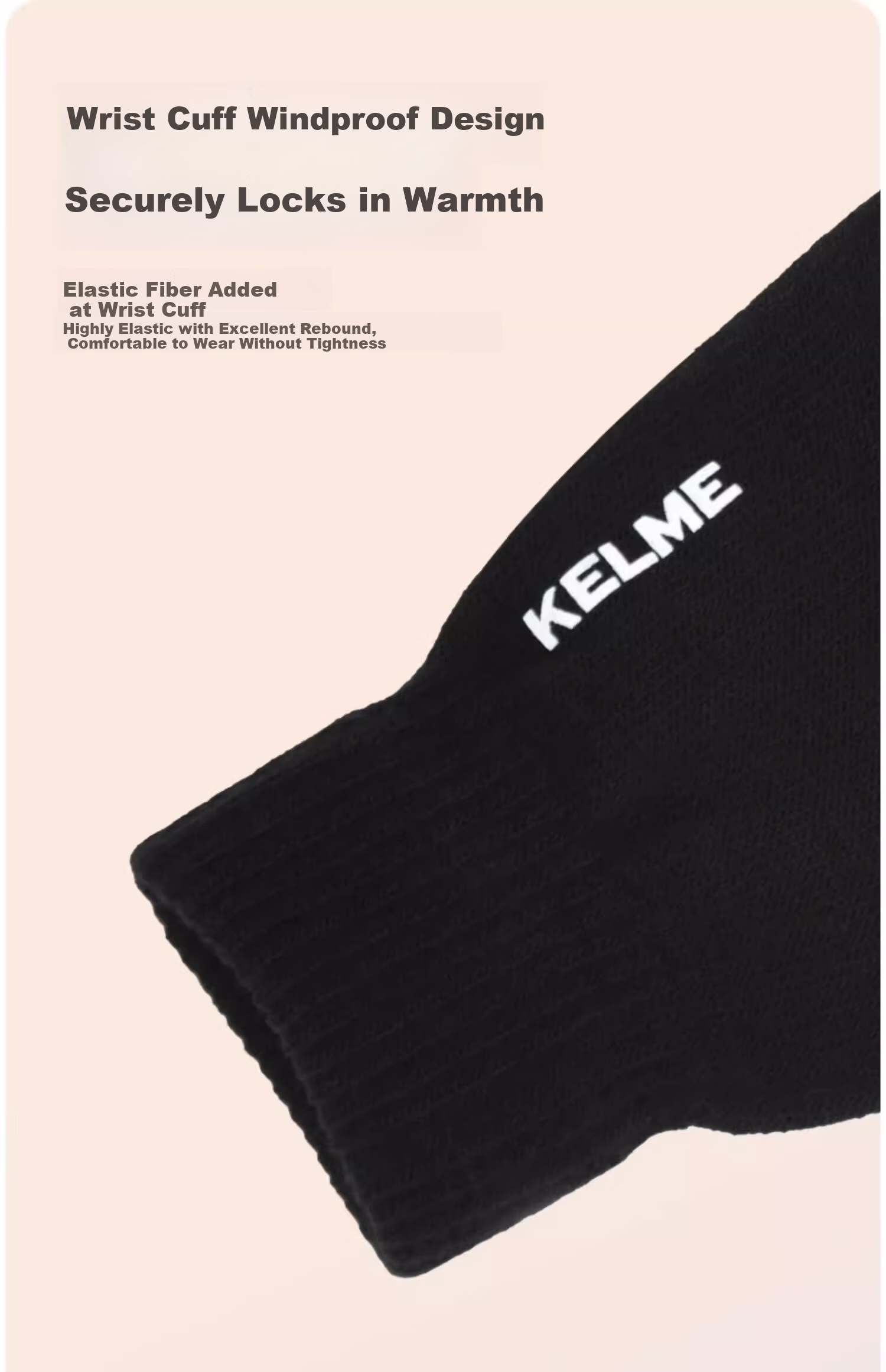KELME Fleece-Lined Thermal Knitted Touchscreen Gloves Non-Slip Full Palm Sports Cycling Football Running Cold-Resistant 8