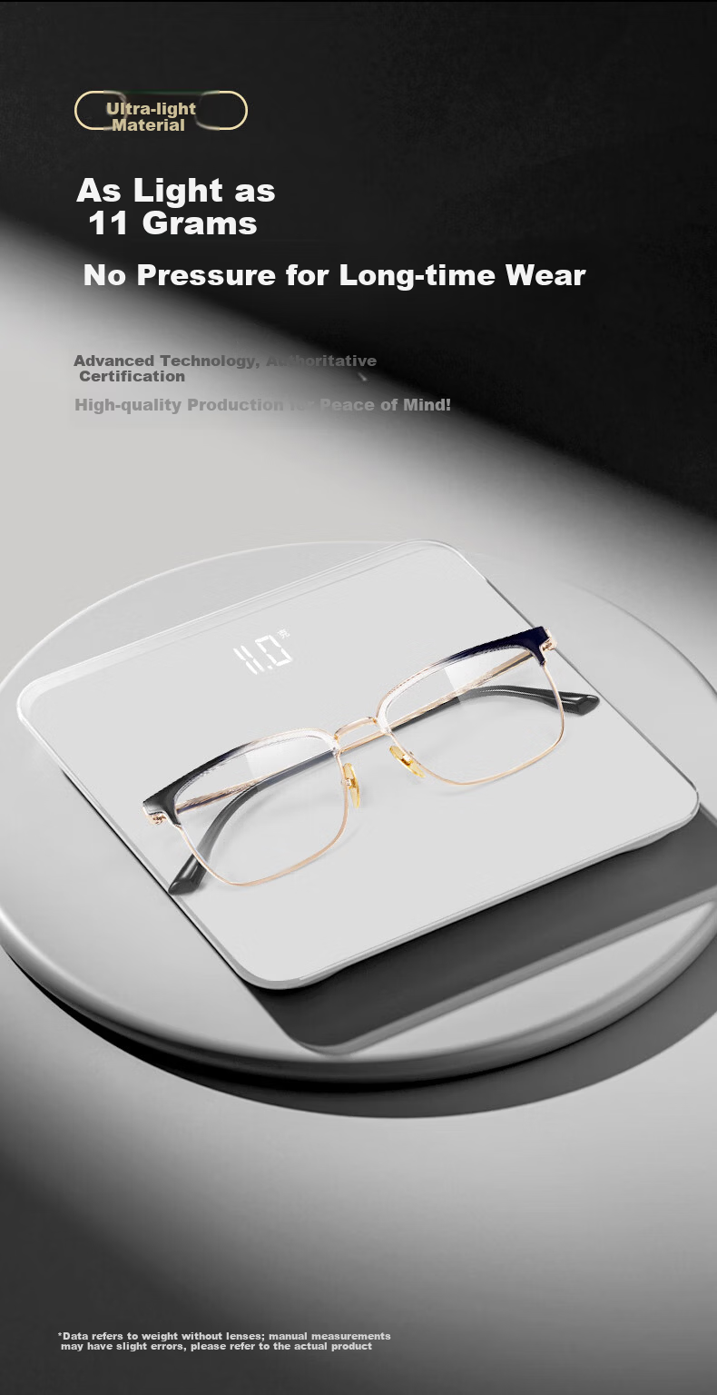ARNO FOCUS ON YOUR EYES Blue Light Blocking Presbyopia Glasses Men Pure Titanium HD Authentic Portable Elderly Eyewear E204J 300 Degree 8