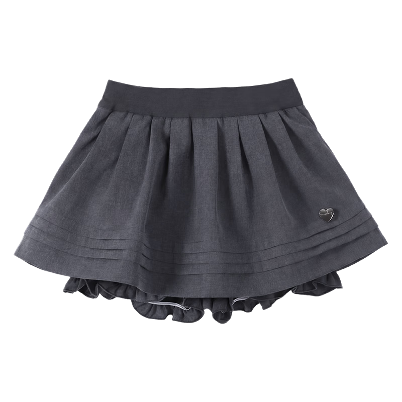BARRY BANNY Girls' Academy Style Skort 2026 Summer Children's Versatile Casual Anti-Exposure Skirt Carbon Gray 150