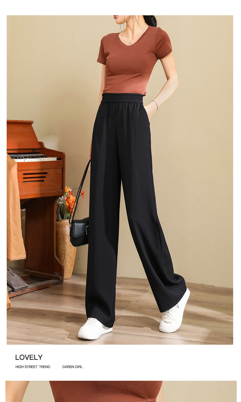 LangSha Ice Silk Suit Pants for Women, Summer New Casual Trousers, Slimming Wide-Leg Pants for Petite Figures, Draping Straight-Leg Pants for Commuting 8