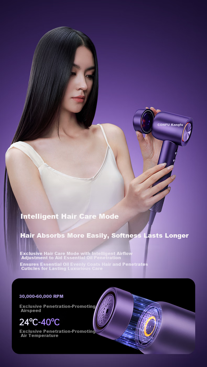 CONFU Silk3 Diamond Light Water Ion High-Speed Hair Dryer Fast Drying 120,000 RPM Home Use High Power Damage-Free Hair Blow Dryer Birthday Gift Star Shimmer Gold Standard Edition Price Guarantee 618 14