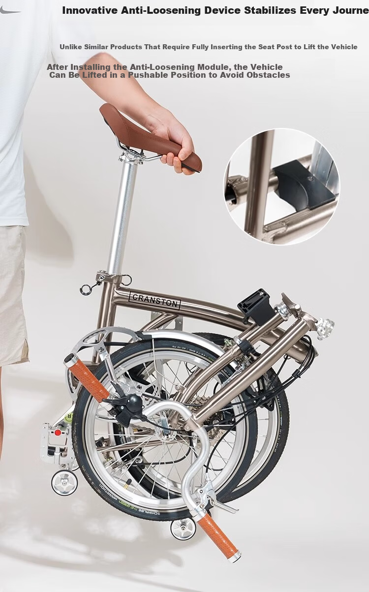 CRANSTON R9 Max Gunmetal Gray Three-Fold National Fabric Adult Ultra-Light Portable Urban Retro 9-Speed Small Fabric Folding Bike 6