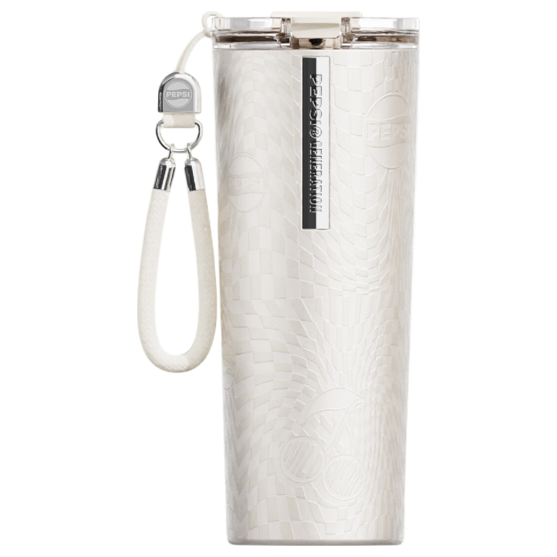 PEPSI Insulated Tumbler 316L Stainless Steel Coffee Cup Portable Car Travel Cold Cup Sports On-the-Go Cup 650ml Pearl White