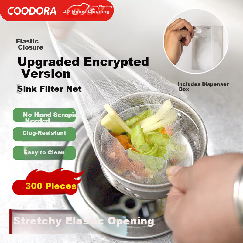 COODORA Disposable Kitchen Sink Drain Filter Mesh Elastic Drawstring Anti-Clogging Strainer