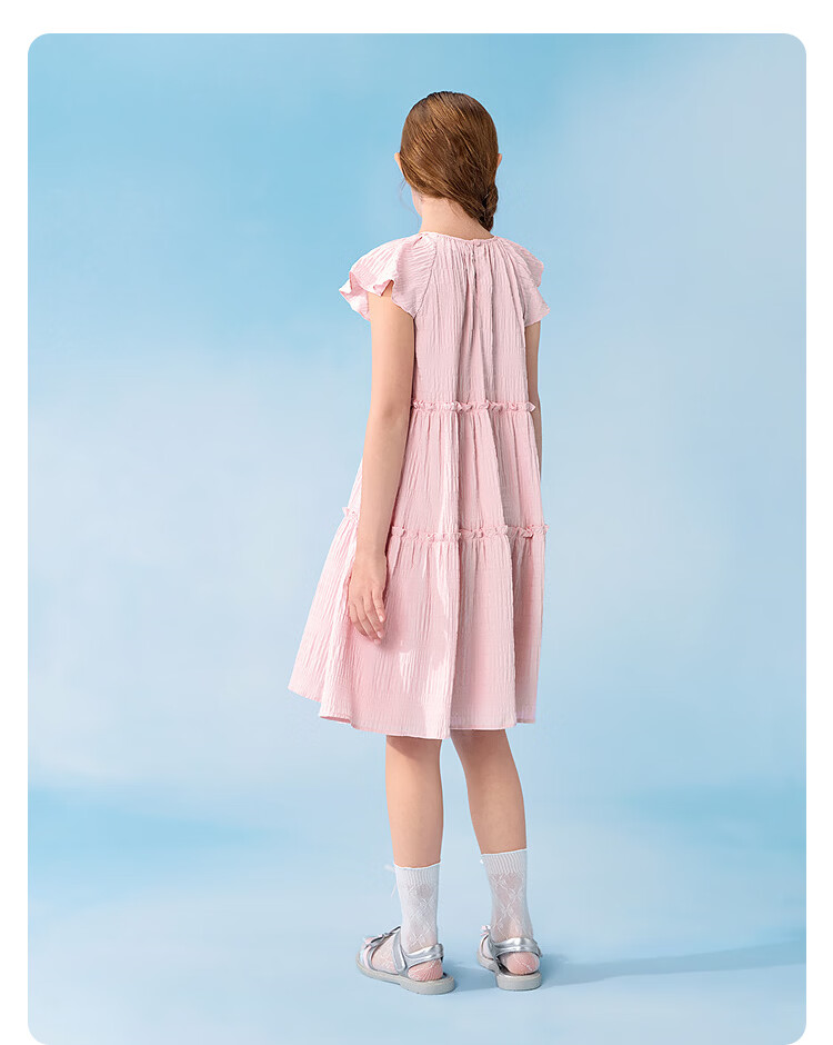 Balabala Girls Dress Children's Dress 2026 New Summer Big Kids Princess Dress Sweet Small Flutter Sleeve Ruffle 20