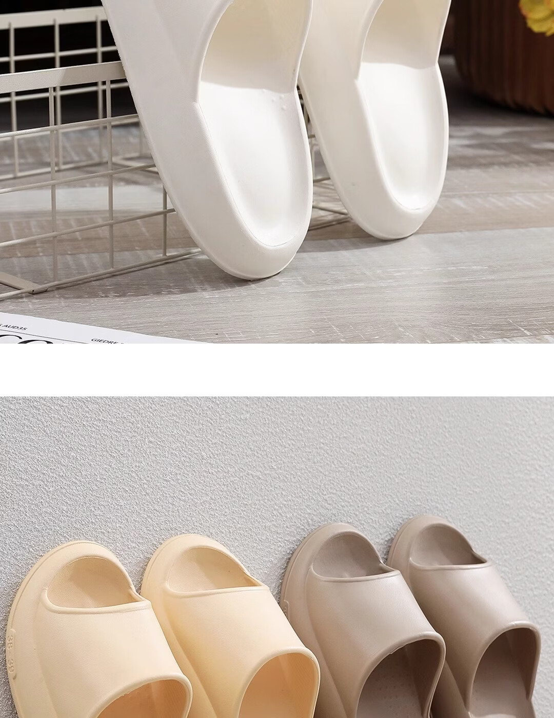 XGGC Men's Indoor Non-Slip Bathroom EVA Thick Sole Slippers Women's Summer Khaki Size 36-37 10