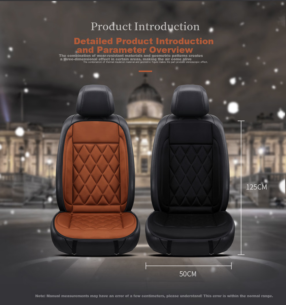 Digalun Car Heated Seat Cushion 12V Three-Piece Set Business Black Winter Rear Seat Electric Heating Pad 12