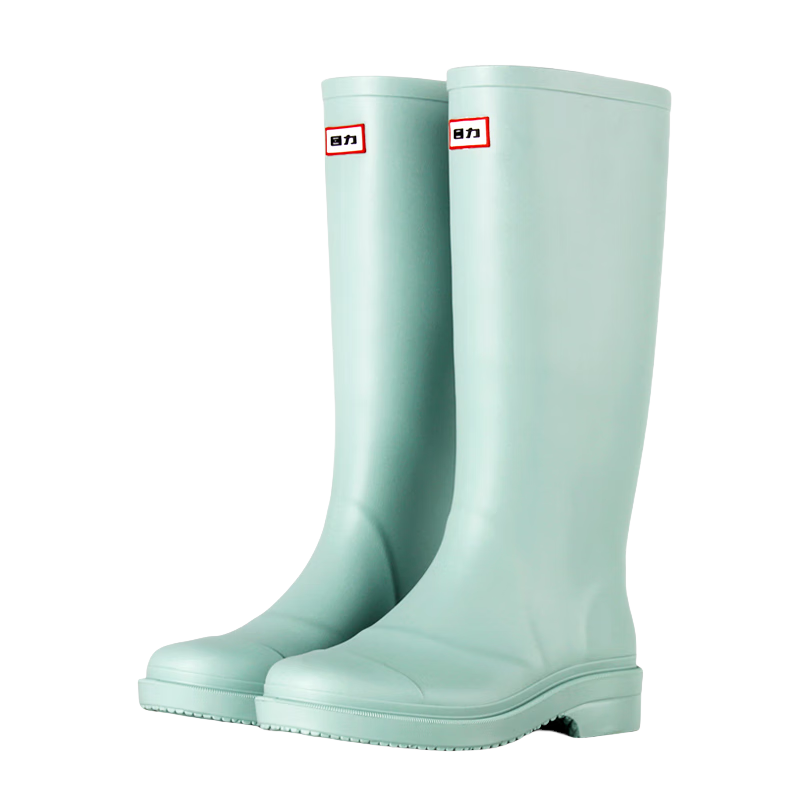 Huili Women's Fashion Waterproof Non-Slip Rain Boots High-Top Wear-Resistant Rubber Shoes 33-1 Green Size 38