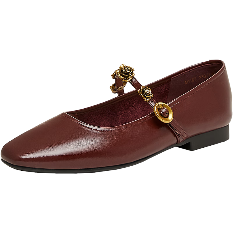 BASTO [Band Uniform Style] Red Rose 26 French Ballet Mary Jane Shoes, Women's Flats, Sandals
