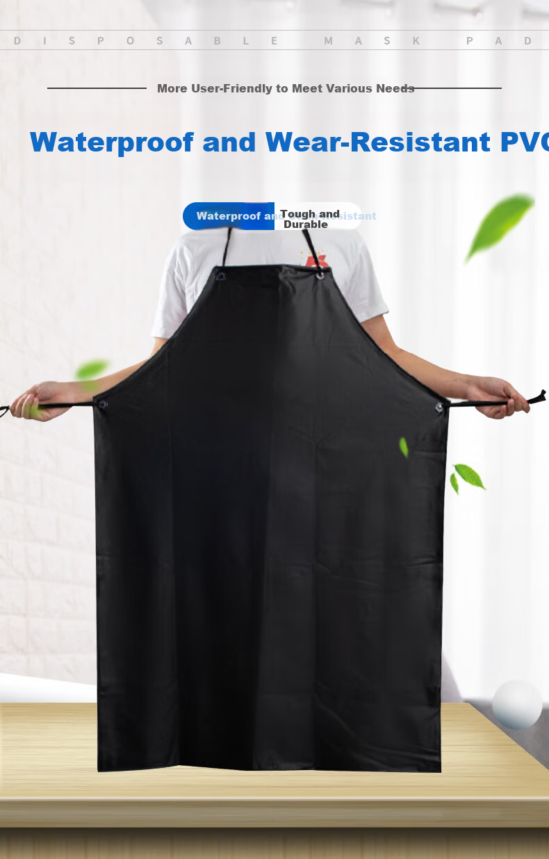 Caiyile Waterproof Apron Acid and Alkali Resistant Oil Resistant Extended Thickened PVC Double-layer Oil-proof Sleeveless Waist Apron Black and Red Composite 1 Piece 3350 1