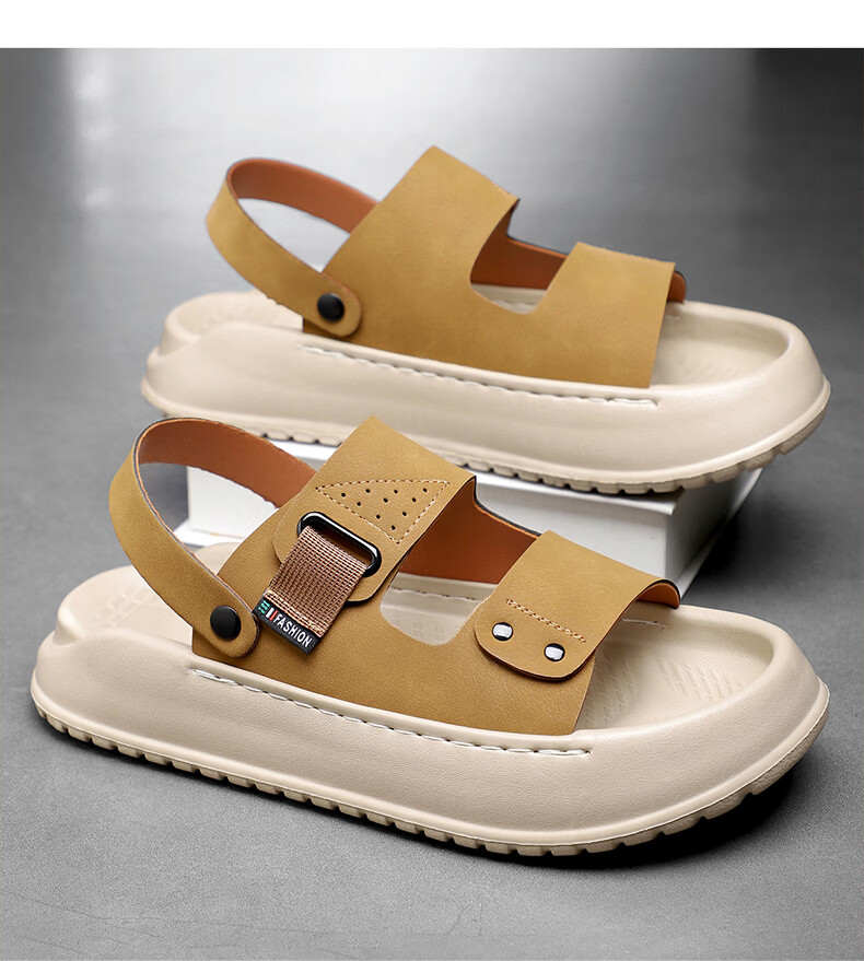MEXICAN Spring Summer New Men's Sandals Beach Shoes Two-Way Slippers Breathable Dark Green Size 40 16