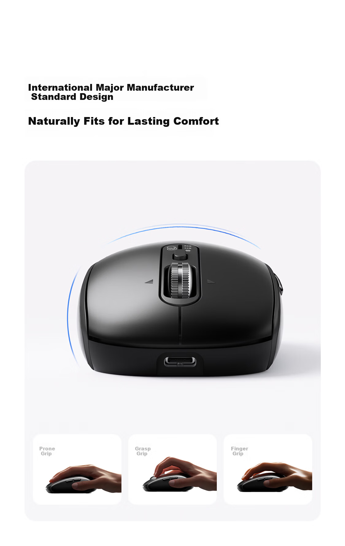 AUSDOM M06pro Wireless Mouse Four-Directional Electromagnetic Scroll Silent Star Flash Wired Bluetooth Tri-Mode Connection Laptop Business Office Portable Mouse Graphite Black Anywhere 3