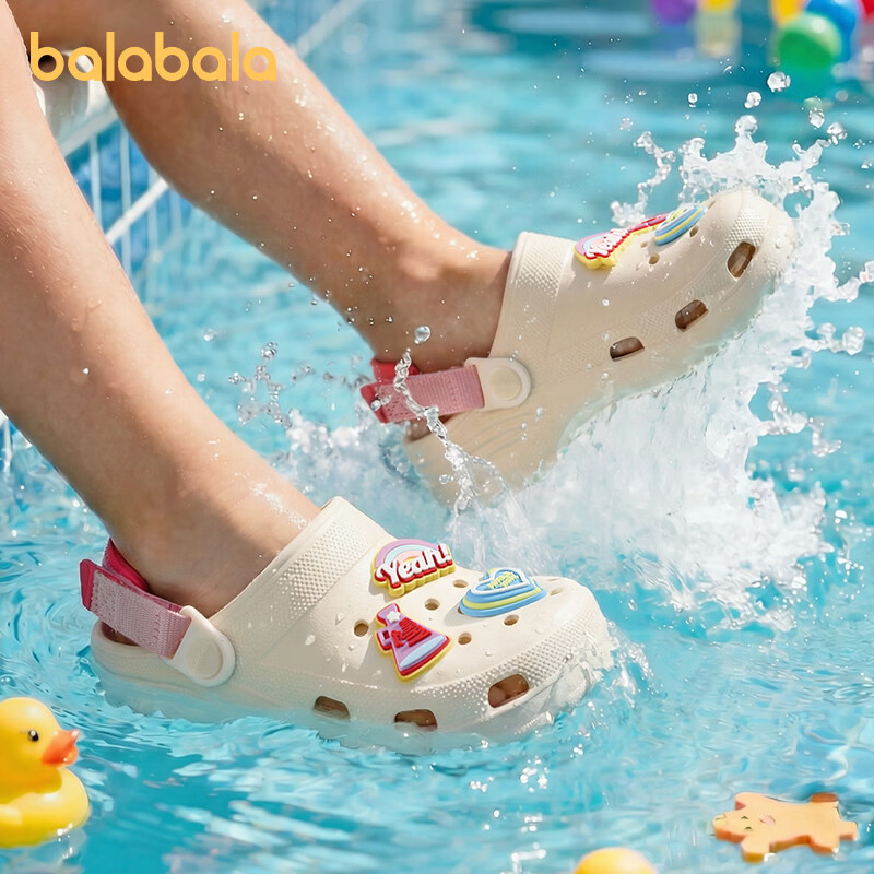Balabala Kids Summer Slippers Boys Indoor Cute Hole Shoes Soft Sole Lightweight Cartoon Beach Shoes